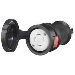 Watertight Safety Shroud HBL2733SW Locking Devices Twist-Lock Watertight Safety-Shroud Female Connector Body 30A 480V AC 3-Pole 4-Wire Grounding