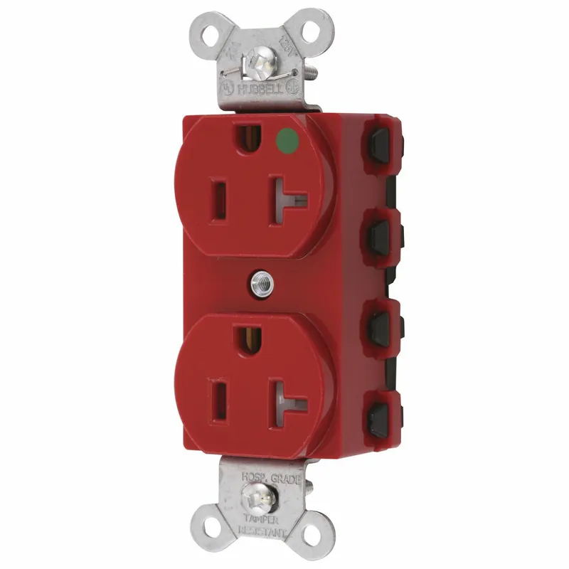 Hubbell Wiring Device - Kellems SNAP8300RTRA Straight Blade Devices, Receptacles, Duplex, SNAPConnect, Hospital Grade, Tamper Resistant, 20A 125V, 2-Pole 3-Wire Grounding, 5-20R