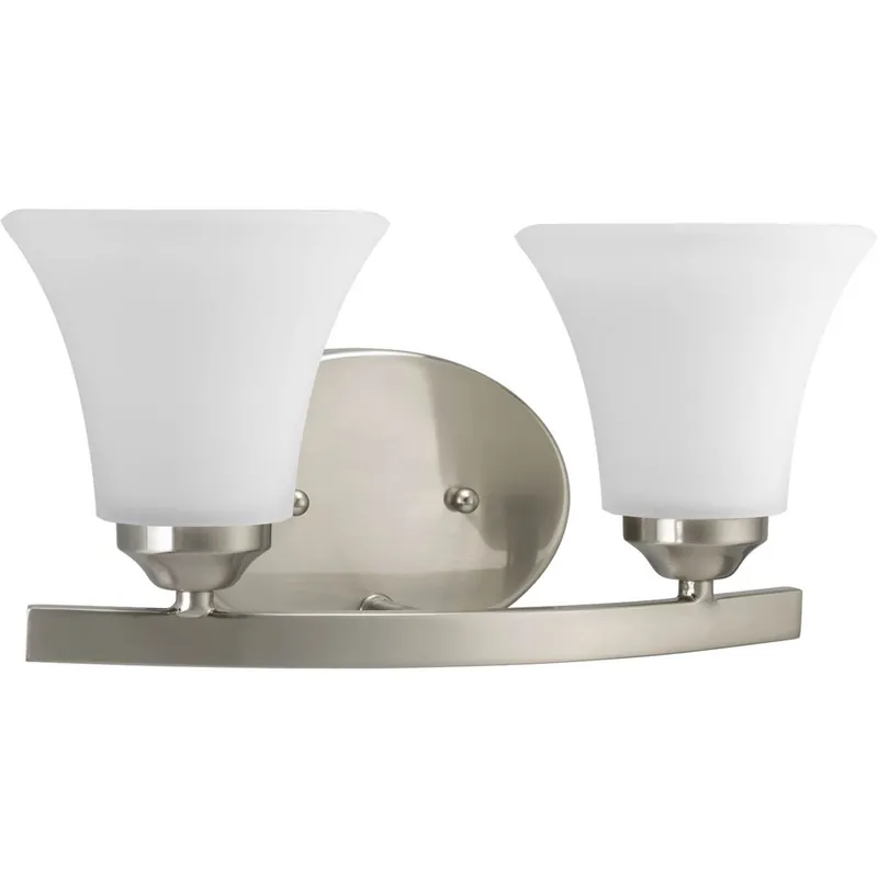 Progress P2009-09 Adorn Collection Two-Light Brushed Nickel Etched Glass Traditional Bath Vanity Light