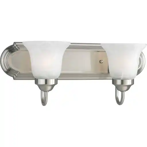 Progress P3052-09 Two-Light Brushed Nickel Alabaster Glass Traditional Bath Vanity Light