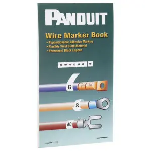 StrongHold PCMB-15 Pre-Printed Wire Marker Book 15 Vinyl Cloth White Black