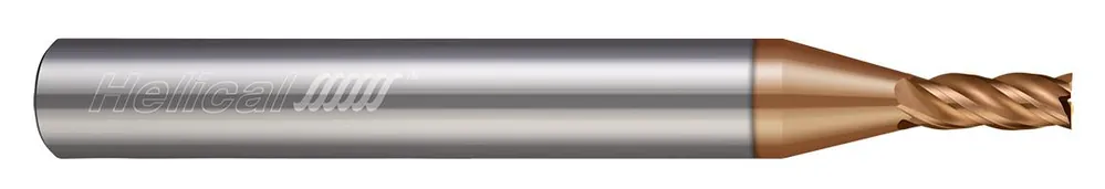 Helical 84050 Center Cut Square End Mill, 1/8 in Dia Cutter, 1/4 in Length of Cut, 4 Flutes, 1/4 in Dia Shank, 2-1/2 in OAL