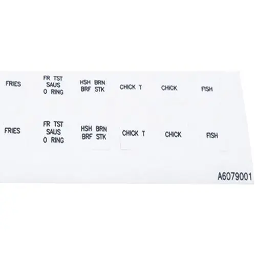 Pitco A6079001 LBL DECAL OVERLY CMPTR B.K.