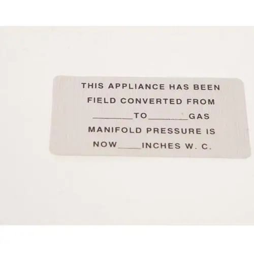 Vulcan 00-421727-00015 Conversion Gas Blank Label