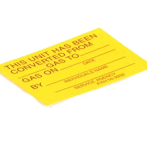 Southbend Range 1163932 Label, Parts Service