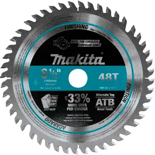 Makita A-99932 Carbide-Tipped Cordless Plunge Saw Blade, Wood, 6-1/2 Dia, 48 TPI