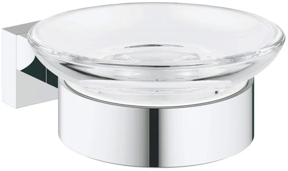 GROHE 40754001 Essentials Cube Wall Mount Metal and Glass Soap Dish