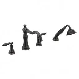 Moen TS21104BL Weymouth Matte Black Two-Handle Roman Tub Faucet Includes Hand Shower