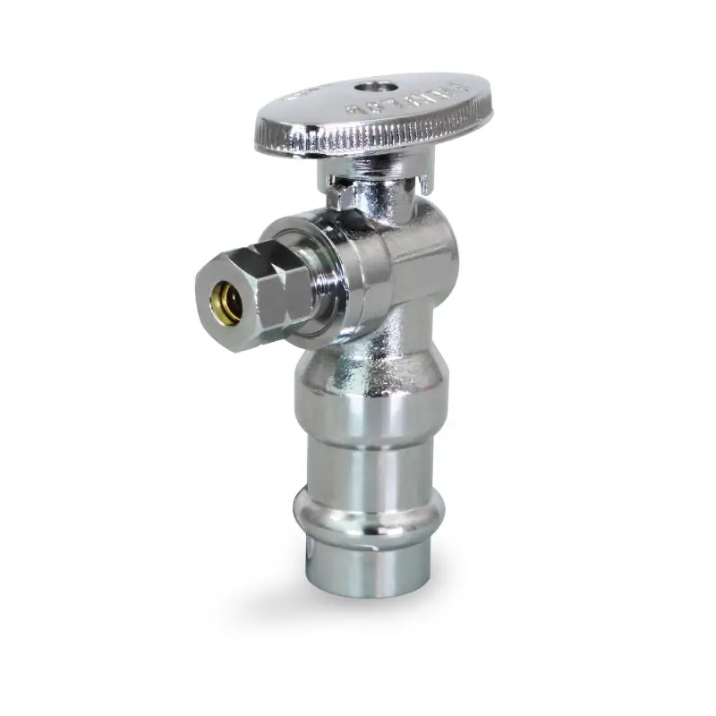 Everflow P-81214PR-NL 1/2 Press X 1/4 OD Comp 1/4 Turn Angle Stop Boxed Lead Free