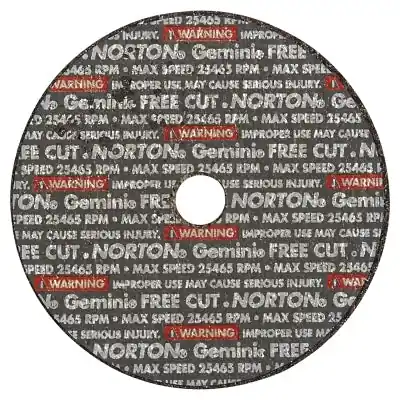 Norton 66243510651 Gemini Type 1 Reinforced Cut-Off Wheel, 3 in Dia, 1/8 in Thick, 3/8 in Arbor, 36 Grit