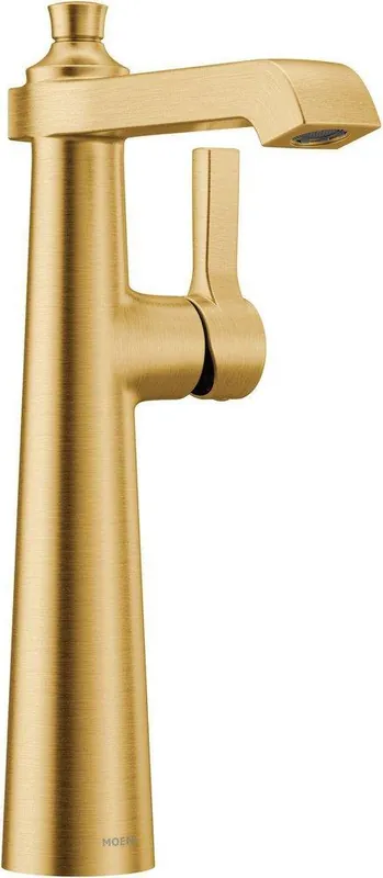 Moen S6982BG Flara Single Handle Monoblock Bathroom Sink Faucet in Brushed Gold
