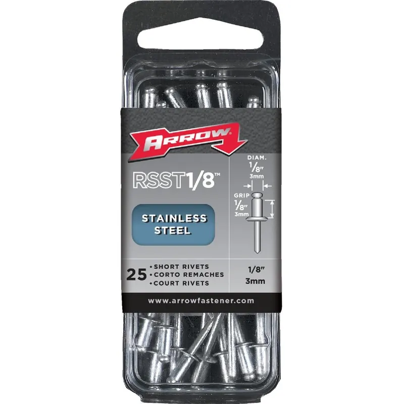 Arrow RMST1/8 Stainless Steel Rivet 1/8 In. x 1/4 In. 25 Count