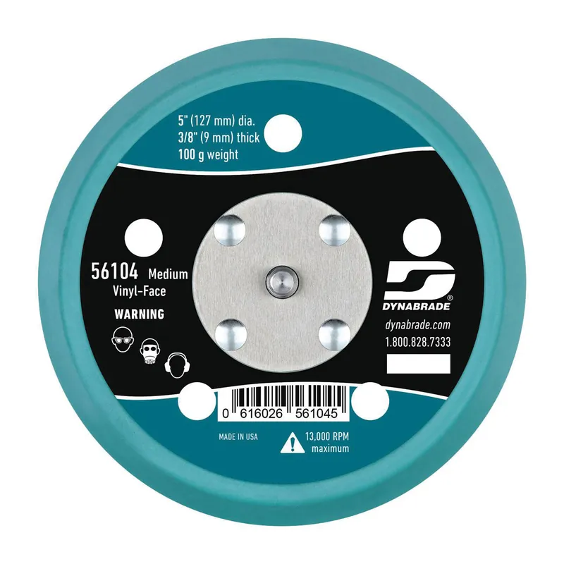 Dynabrade 56104 Medium Density Vacuum Backing Pad, 5 in Dia Pad, PSA Attachment