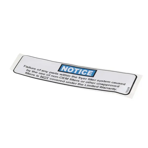 Henny Penny 75025 LABEL - FILTER NOTICE