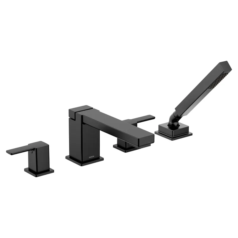 Moen TS914BL Matte Black Two-Handle Roman Tub Faucet Includes Hand Shower