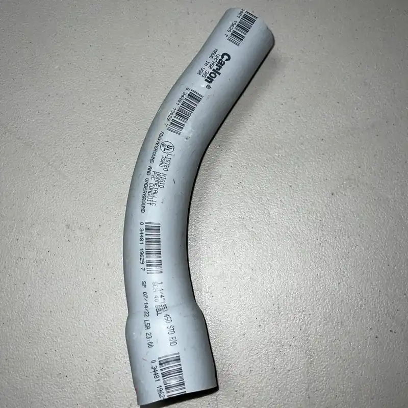 Thomas and Betts UA7AGB 1-1/4 PVC Sch40 Conduit 45deg Elbow - Belled End