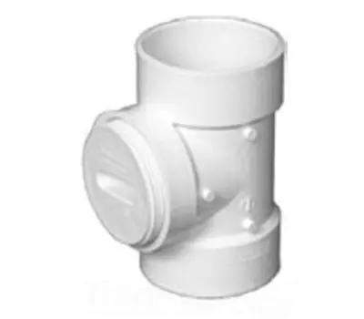 Charlotte Pipe PVC00445X1000 Plastic Cleanout 3-Way Tee With Plug, PVC, 4 inch x 4 inch x 4 inch, Schedule 40