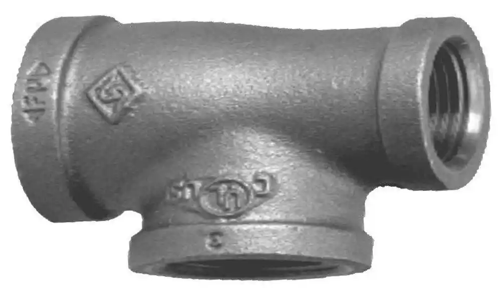 Malleable MBTR060608 1-1/4 x 1-1/4 x 2 in. Threaded 150# Black Malleable Iron Tee
