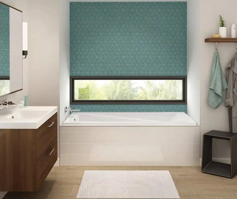 MAAX 106170-000-001-000 Exhibit 59-7/8 x 36 in. Soaker Drop-In Bathtub with End Drain