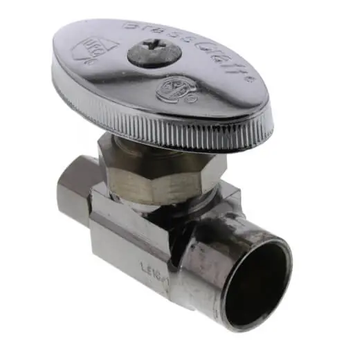 Brasscraft R04X C 1/2 Nominal Sweat x 1/4 OD Compression Multi-Turn Straight Stop Valve