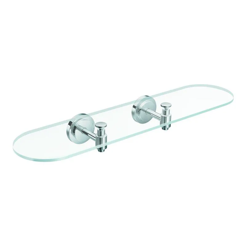 Moen DN0790CH Iso Wall-Mount Clear Shelf with Curved Glass in Chrome