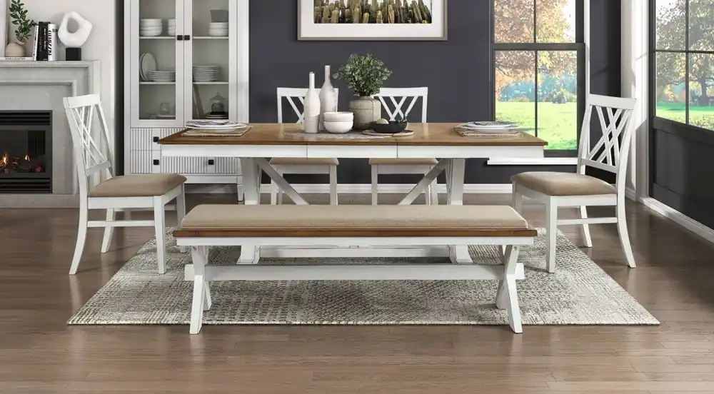 ACME 5865 Glen Meadows White and Oak Finish Dining Table Set