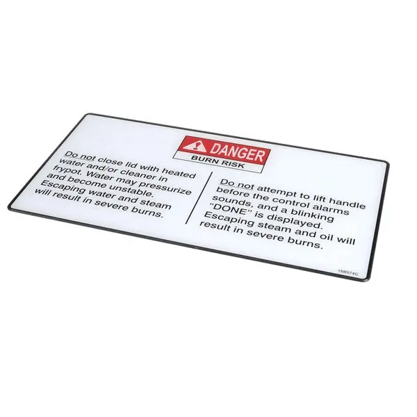 Henny Penny 168574 LABEL-OPERATION HAZARDS VELO