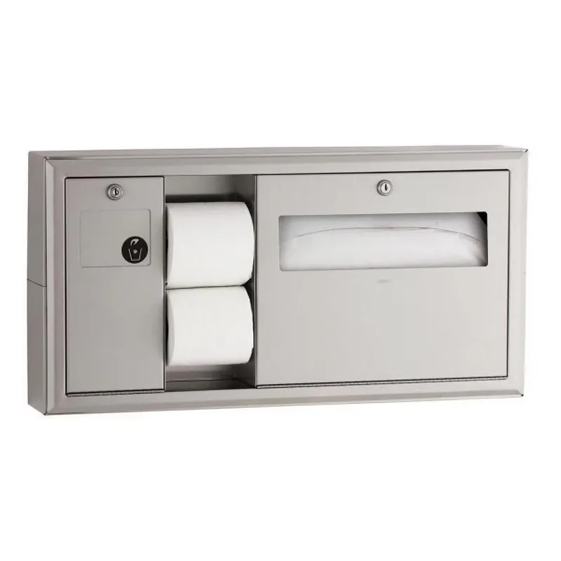 BOBRICK 30919 Surface Mounted Toilet Tissue, Seat Cover Dispenser and Waste Disposal