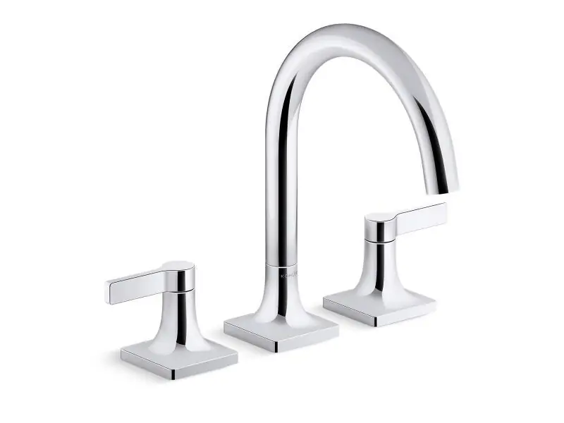 Kohler K-T28131-4-CP Venza Polished Chrome Double Lever Handle Deck Mount Widespread Roman Tub Filler