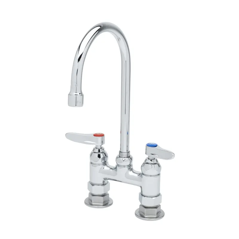 T&S Brass B-0325 Double Pantry Faucet Deck Mount Swivel Gooseneck