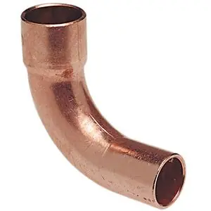Nibco 9080000 Copper Elbow Solder Pressure 607-2-LT 1/8 inch x 1/8 inch 90-Degree 1/4 Bend Long Radius