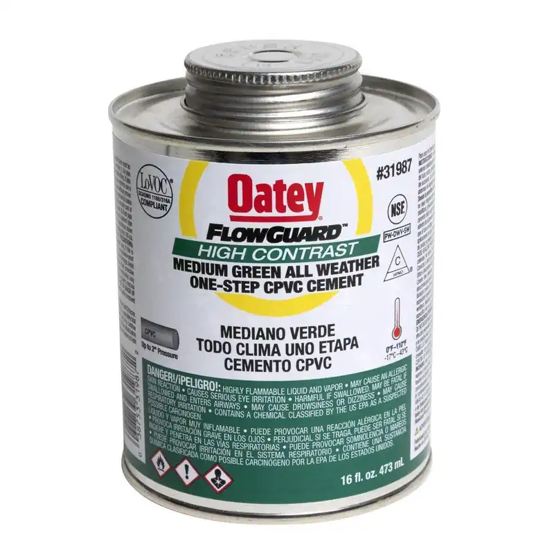 Oatey 31987 FlowGuard 16 oz Fast Set Plastic Green Pipe Cement