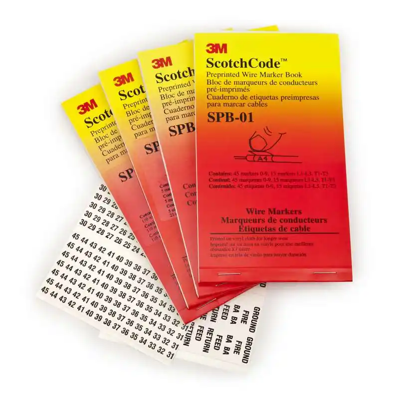 3M 7000148836 ScotchCode Pre-Printed Wire Marker Book SPB-08 5/Bag