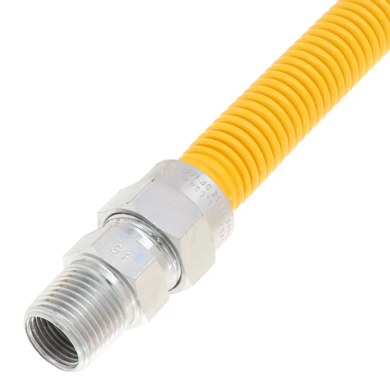 Everflow FTGC-YC12-48C 1/2 ID (5/8 OD) Yellow Coated Stainless Steel Gas Connector w/ 1/2 FIP x MIP Fittings (48 Length)